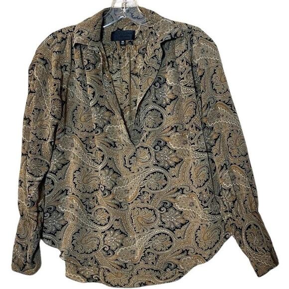 Nili Lotan Colleen Paisley Silk Popover Blouse Top Sz XS Seen On TV Uncoupled - Picture 2 of 16